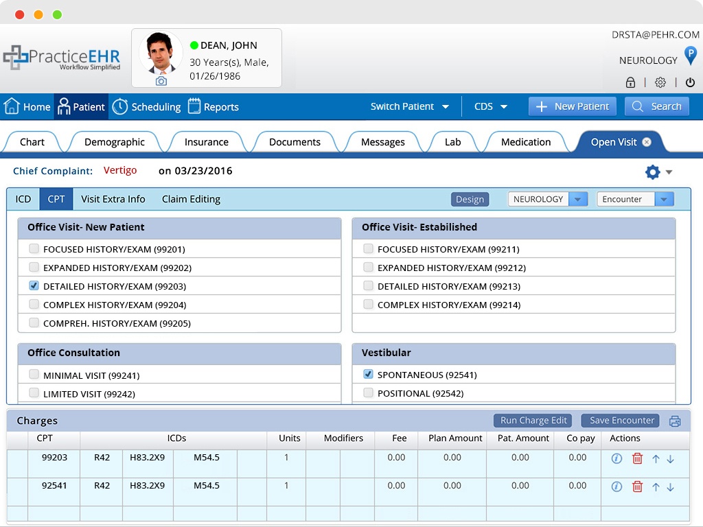 EHR for Electronic Encounter Practice EHR